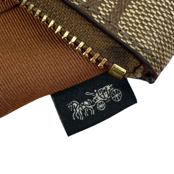 Coach EUC Rainbow Radial Print Khaki and Tan Pride Small Corner Zip Wristlet - Picture 10 of 17